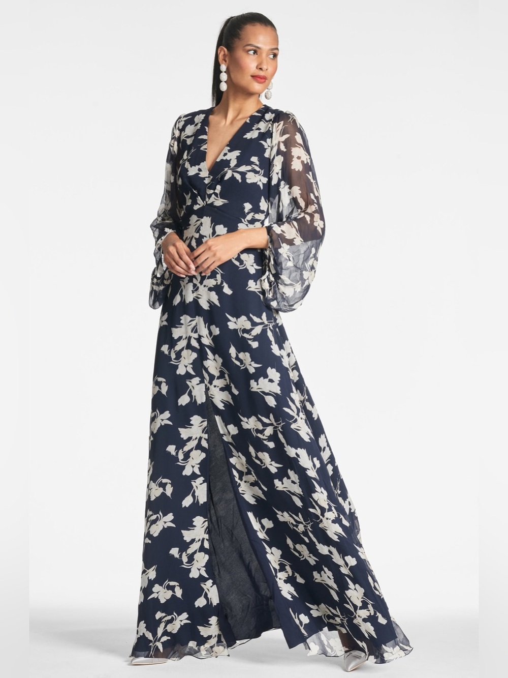 NWT Sachin & Babi Jenny Gown Navy Venetia Petal Floral Dress Size 14